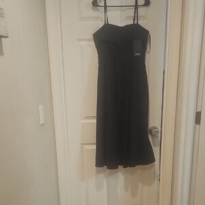 White House Black Market Black Midi Slip Dress with Spaghetti Straps